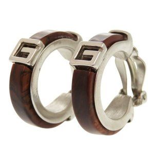 Givenchy Wood and Metal Brown Earrings 1419GIVENCHY